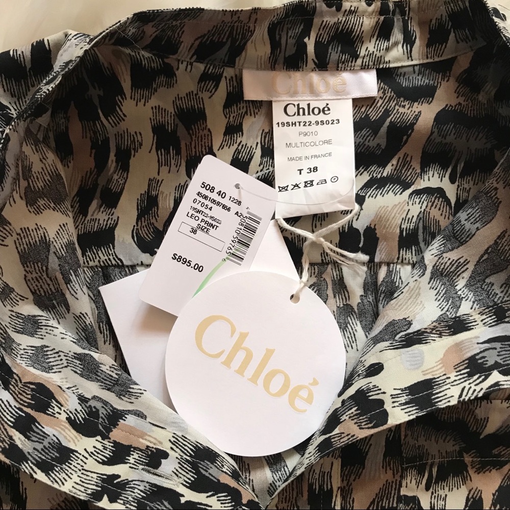 ⭕️SOLD⭕️ Authentic Chloe Leopard Print Blouse - Picture 7 of 8